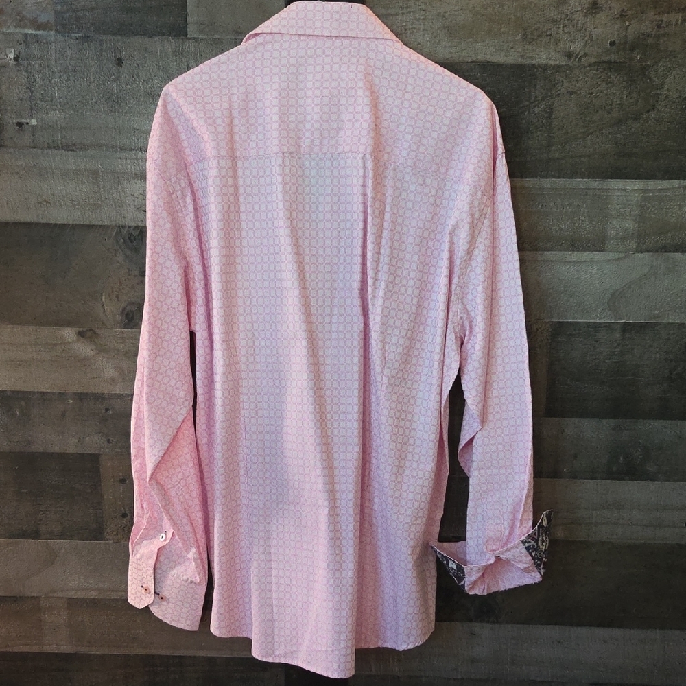 Sugar Men's Pink Button Down Shirt with Patterned Accents - Picture 5 of 5